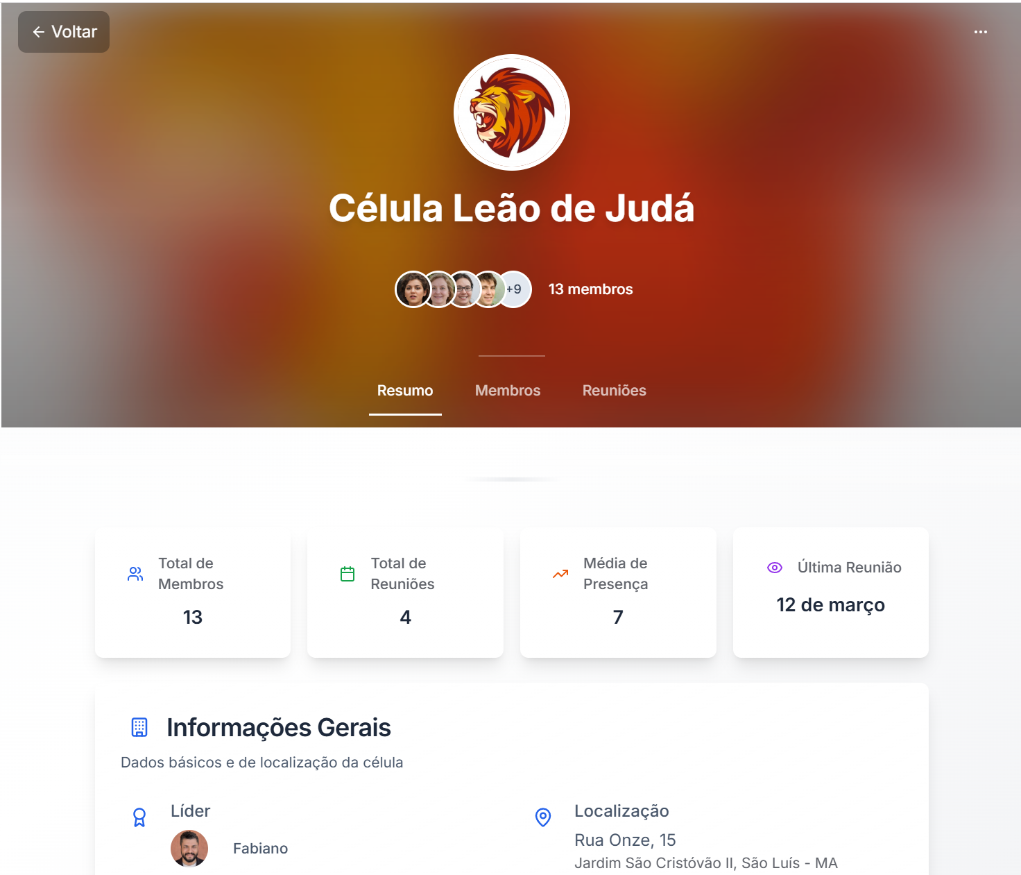 O retrato completo de cada grupo — Módulo Grupos do Base3